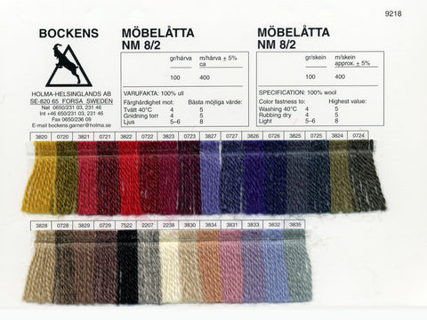 Mobelatta 8/2 Wool Sample Card